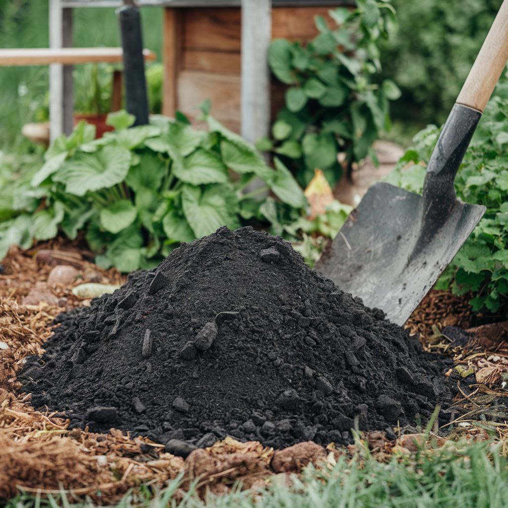 biochar, shovel