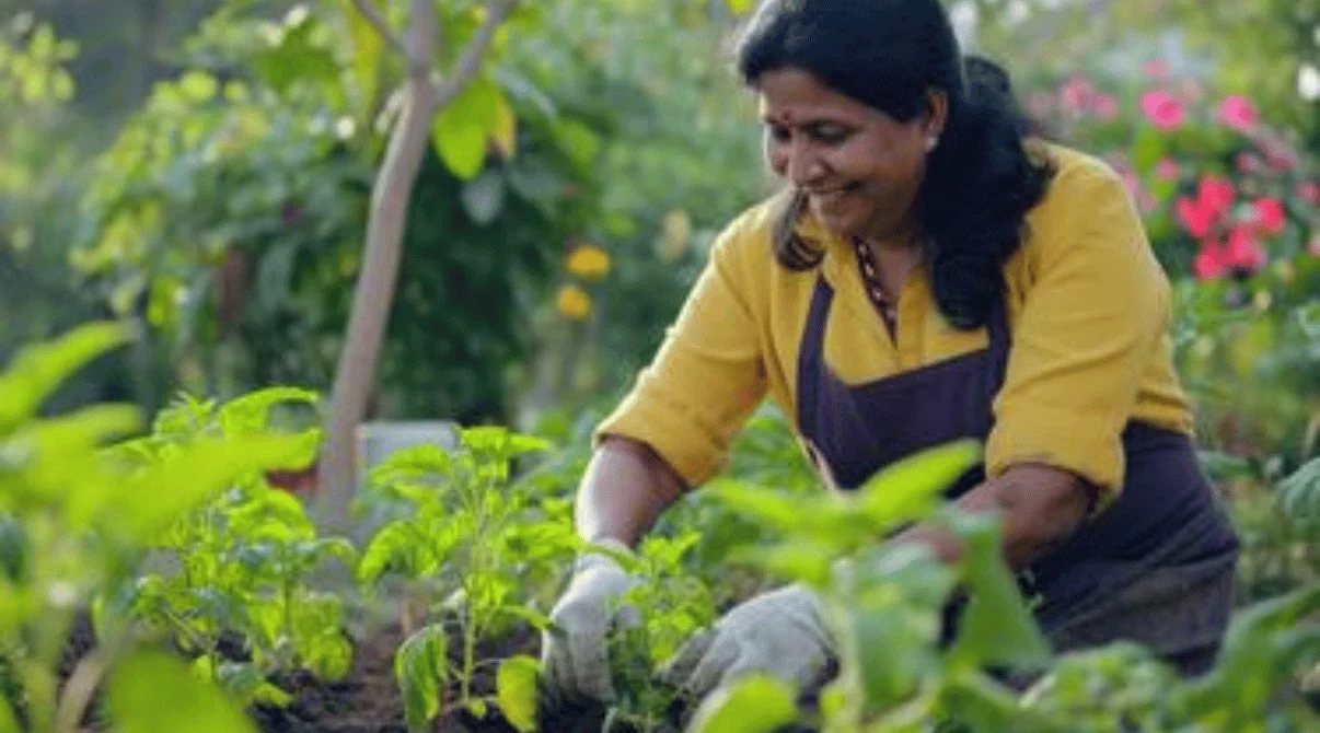 Women gardening Indian
